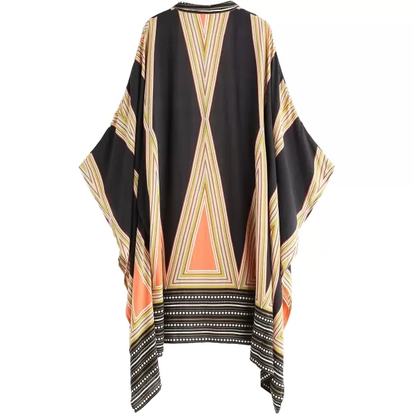 SweatyRocks Women Kimono Vintage Floral Beach Long Cover Up