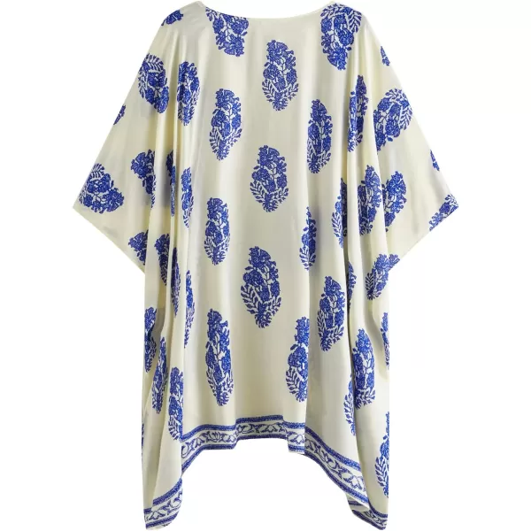 SweatyRocks Women Kimono Vintage Floral Beach Long Cover Up