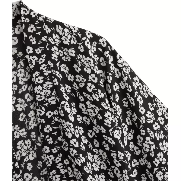 SweatyRocks Women Kimono Vintage Floral Beach Long Cover Up