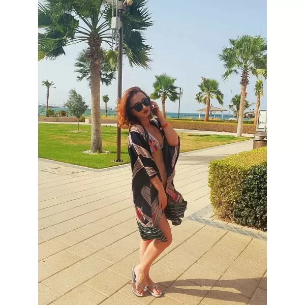SweatyRocks Women Kimono Vintage Floral Beach Long Cover Up