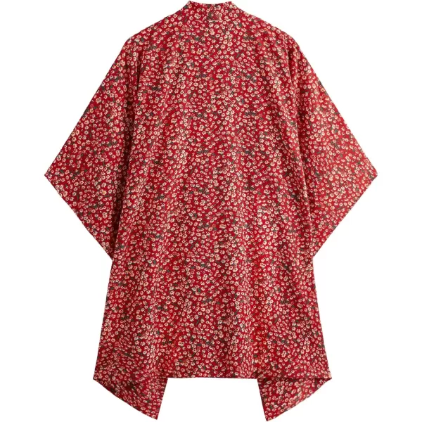SweatyRocks Women Kimono Vintage Floral Beach Long Cover Up