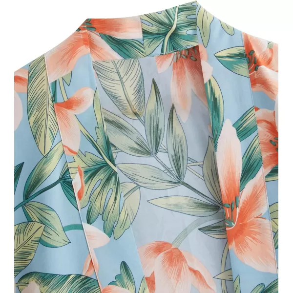 SweatyRocks Women Kimono Vintage Floral Beach Long Cover Up