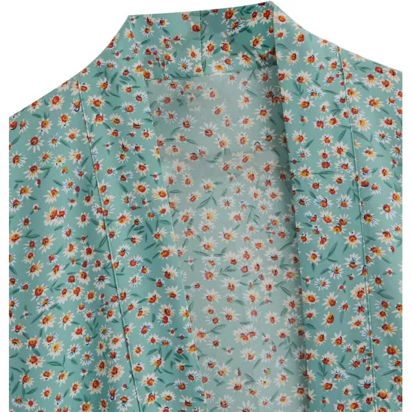 SweatyRocks Women Kimono Vintage Floral Beach Long Cover Up