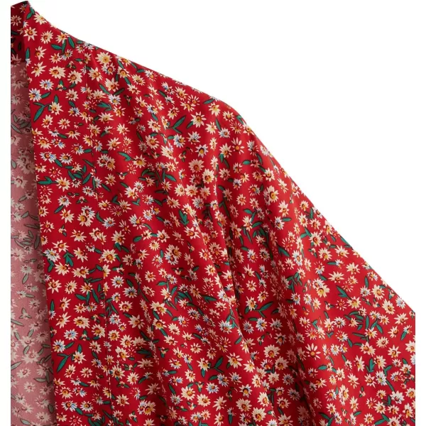 SweatyRocks Women Kimono Vintage Floral Beach Long Cover Up