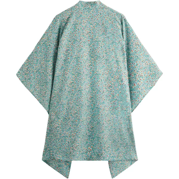 SweatyRocks Women Kimono Vintage Floral Beach Long Cover Up