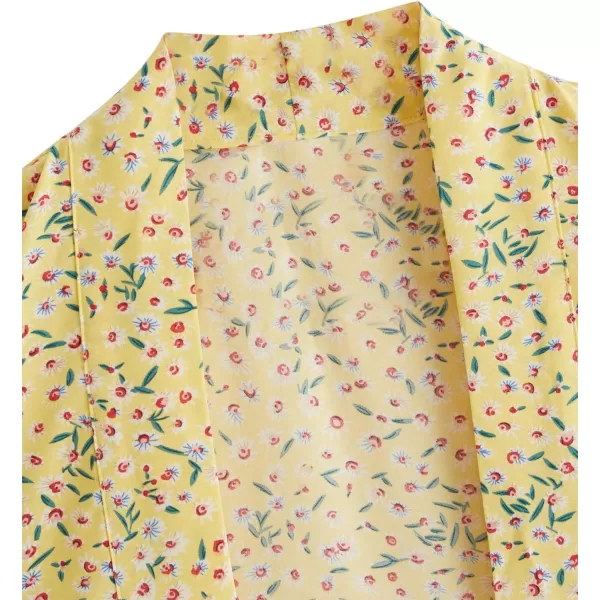 SweatyRocks Women Kimono Vintage Floral Beach Long Cover Up