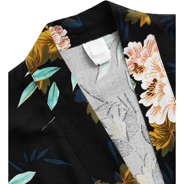 SweatyRocks Women Kimono Vintage Floral Beach Long Cover Up