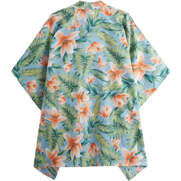 SweatyRocks Women Kimono Vintage Floral Beach Long Cover Up