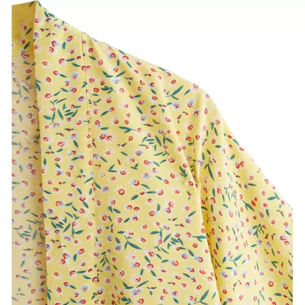 SweatyRocks Women Kimono Vintage Floral Beach Long Cover Up