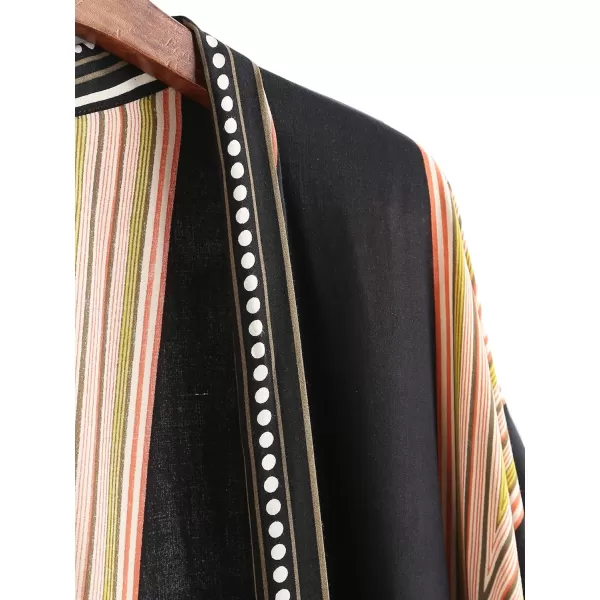SweatyRocks Women Kimono Vintage Floral Beach Long Cover Up