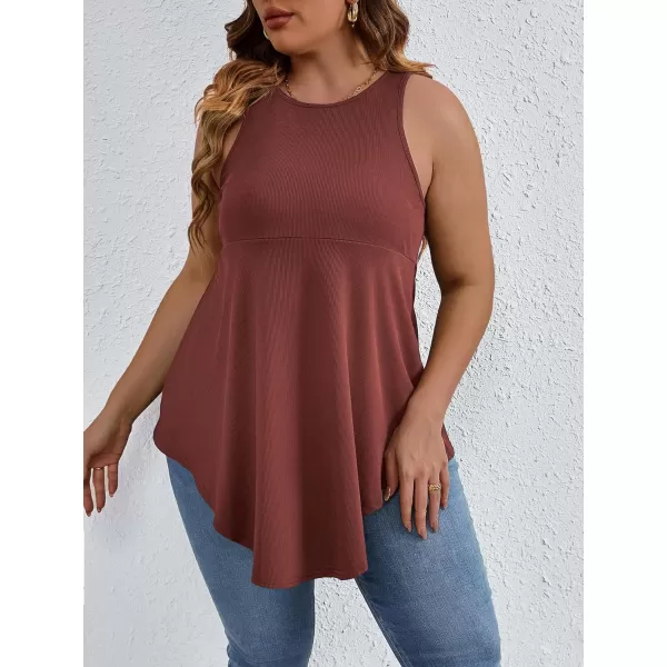 SweatyRocks Women' Loose Sleeveless Solid Color Casual Plain Tank Tops Plus Size Curved Hem Workout Summer Tee Tops