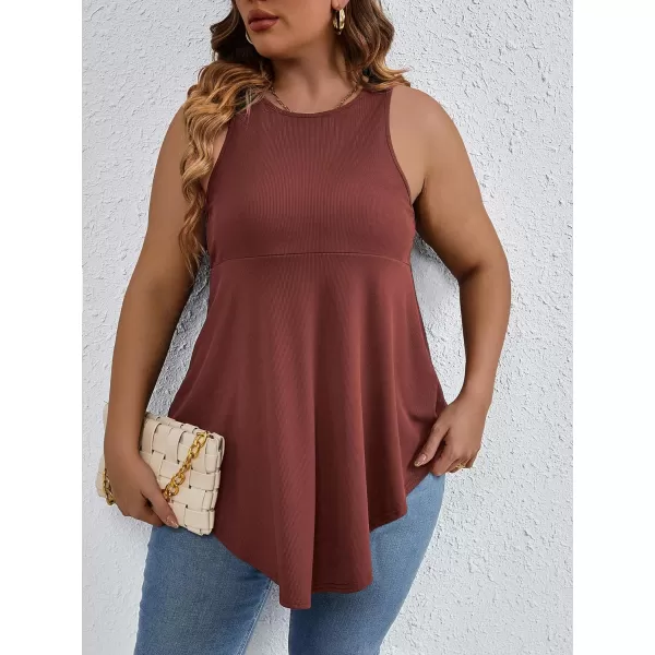 SweatyRocks Women' Loose Sleeveless Solid Color Casual Plain Tank Tops Plus Size Curved Hem Workout Summer Tee Tops