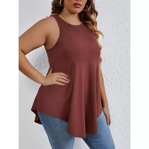 SweatyRocks Women' Loose Sleeveless Solid Color Casual Plain Tank Tops Plus Size Curved Hem Workout Summer Tee Tops