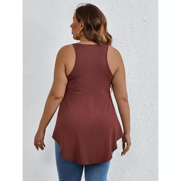 SweatyRocks Women' Loose Sleeveless Solid Color Casual Plain Tank Tops Plus Size Curved Hem Workout Summer Tee Tops
