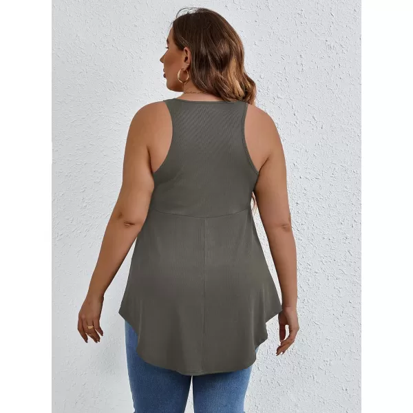 SweatyRocks Women' Loose Sleeveless Solid Color Casual Plain Tank Tops Plus Size Curved Hem Workout Summer Tee Tops