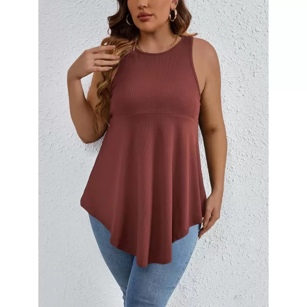 SweatyRocks Women' Loose Sleeveless Solid Color Casual Plain Tank Tops Plus Size Curved Hem Workout Summer Tee Tops