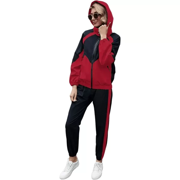 SweatyRocks Women's 2 Piece Outfits Long Sleeve Full Zip Jacket and Pants Tracksuit Set