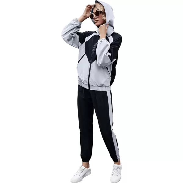 SweatyRocks Women's 2 Piece Outfits Long Sleeve Full Zip Jacket and Pants Tracksuit Set
