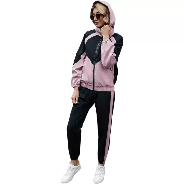 SweatyRocks Women's 2 Piece Outfits Long Sleeve Full Zip Jacket and Pants Tracksuit Set