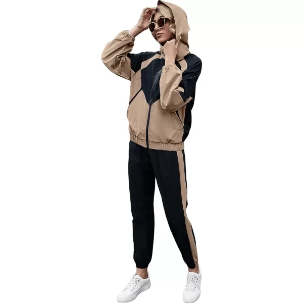 SweatyRocks Women's 2 Piece Outfits Long Sleeve Full Zip Jacket and Pants Tracksuit Set
