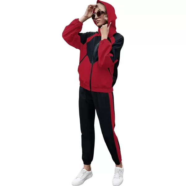 SweatyRocks Women's 2 Piece Outfits Long Sleeve Full Zip Jacket and Pants Tracksuit Set