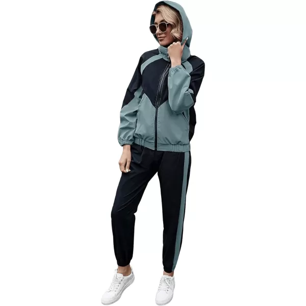 SweatyRocks Women's 2 Piece Outfits Long Sleeve Full Zip Jacket and Pants Tracksuit Set