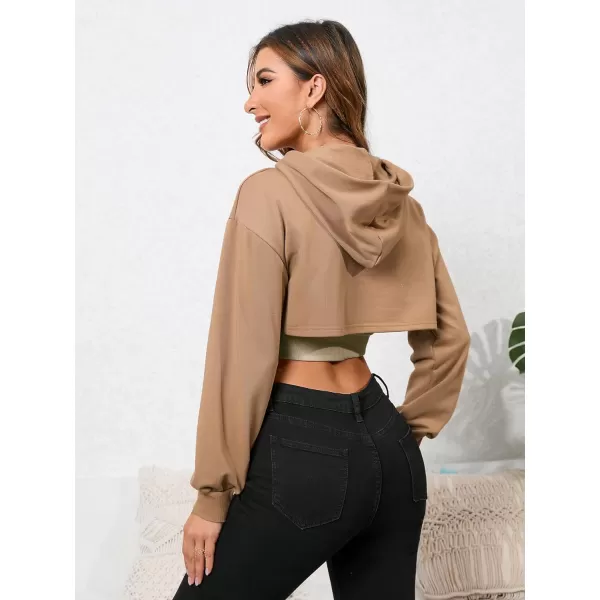 SweatyRocks Women's 2 Piece Outfits Long Sleeve Pullover Crop Top Sweatshirts Hoodie And Cami Tank Top Set