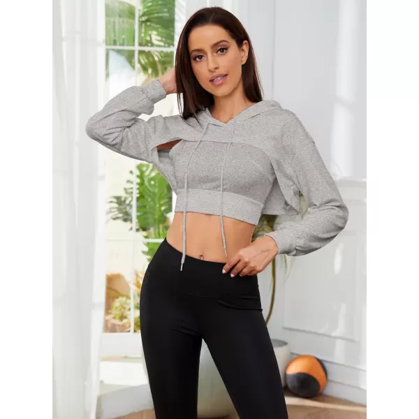 SweatyRocks Women's 2 Piece Outfits Long Sleeve Pullover Crop Top Sweatshirts Hoodie And Cami Tank Top Set
