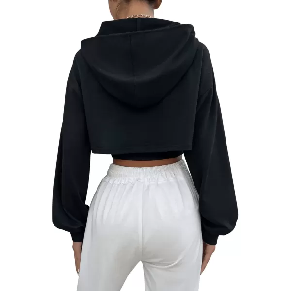 SweatyRocks Women's 2 Piece Outfits Long Sleeve Pullover Crop Top Sweatshirts Hoodie And Cami Tank Top Set