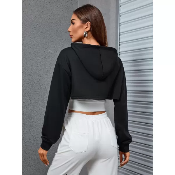 SweatyRocks Women's 2 Piece Outfits Long Sleeve Pullover Crop Top Sweatshirts Hoodie And Cami Tank Top Set