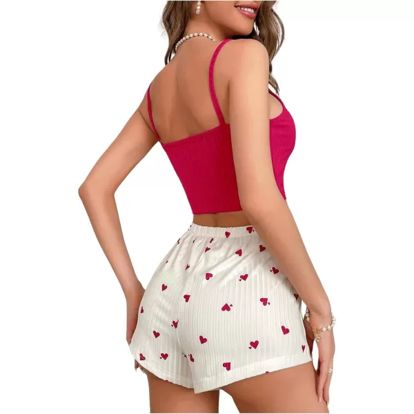 SweatyRocks Women's 2 Piece Pajama Set Button Front Crop Cami Top and Floral Print Shorts Set Sleepwear