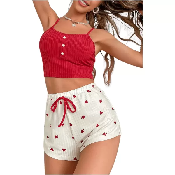 SweatyRocks Women's 2 Piece Pajama Set Button Front Crop Cami Top and Floral Print Shorts Set Sleepwear