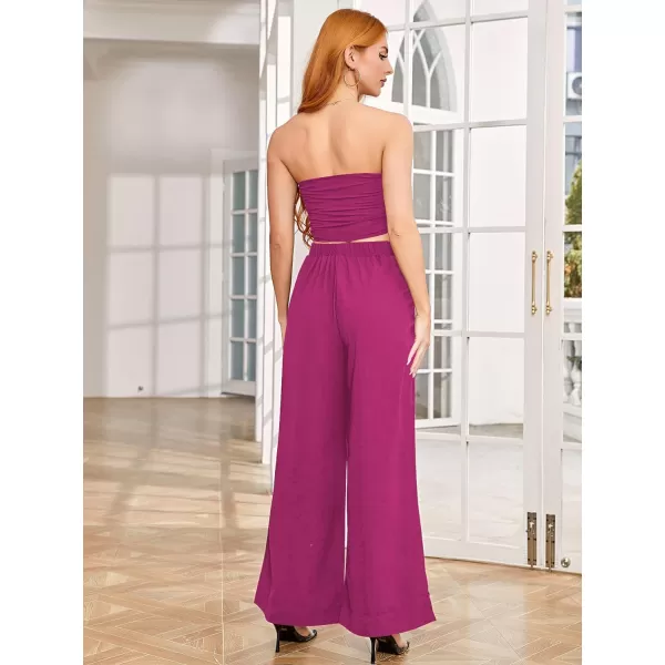 SweatyRocks Women's 2 Piece Sexy Outfits Sleeveless Tie Front Crop Top Wide Leg Pants Set