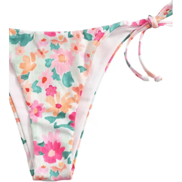 SweatyRocks Women's 2 Piece Triangle Bathing Suit Halter Top ​Tie Side Thong Bikini Swimsuits