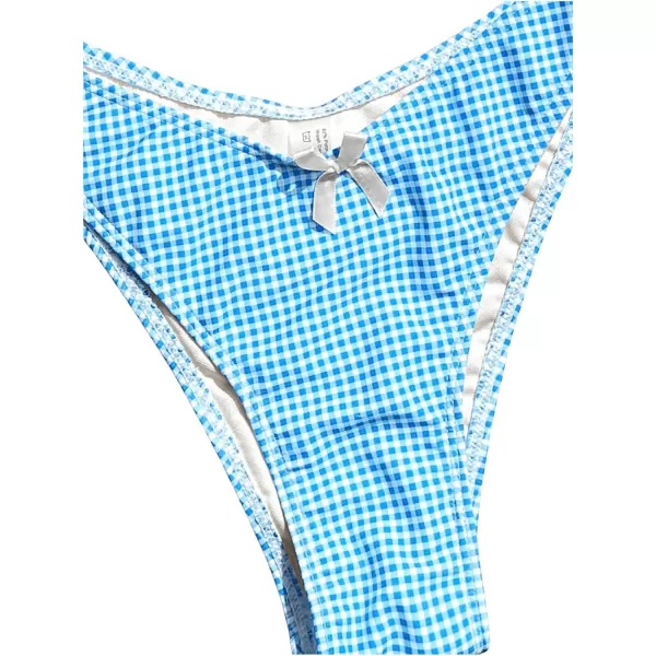 SweatyRocks Women's 2 Piece Triangle Bathing Suit Halter Top ​Tie Side Thong Bikini Swimsuits
