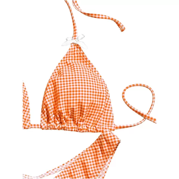 SweatyRocks Women's 2 Piece Triangle Bathing Suit Halter Top ​Tie Side Thong Bikini Swimsuits