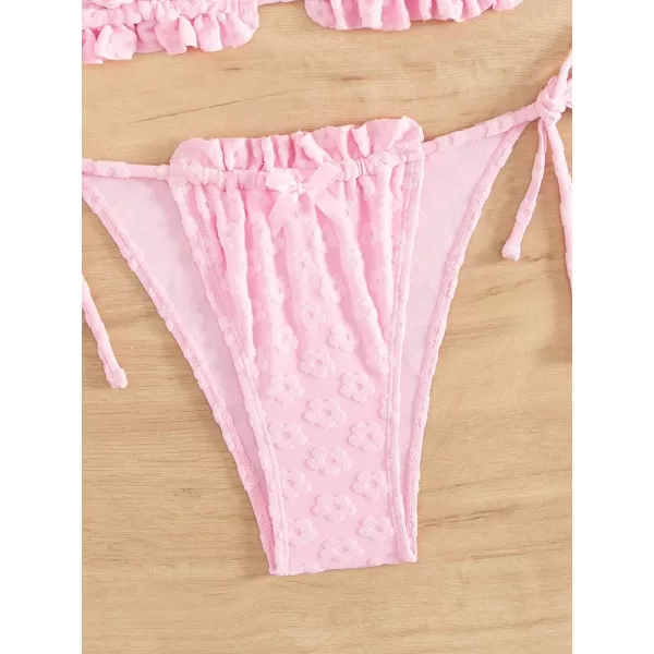 SweatyRocks Women's 2 Piece Triangle Bathing Suit Halter Top ​Tie Side Thong Bikini Swimsuits