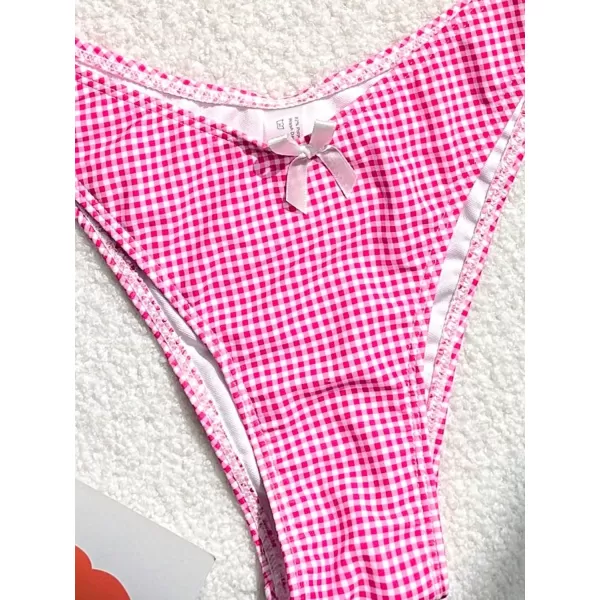 SweatyRocks Women's 2 Piece Triangle Bathing Suit Halter Top ​Tie Side Thong Bikini Swimsuits