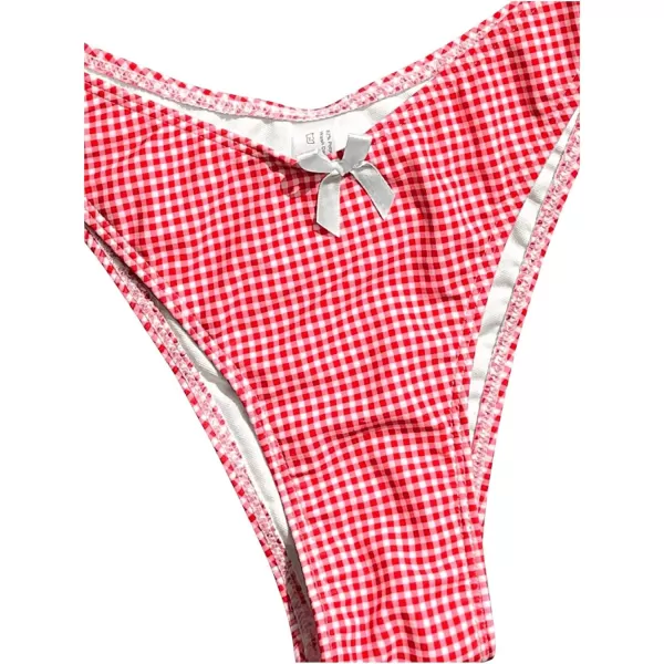 SweatyRocks Women's 2 Piece Triangle Bathing Suit Halter Top ​Tie Side Thong Bikini Swimsuits