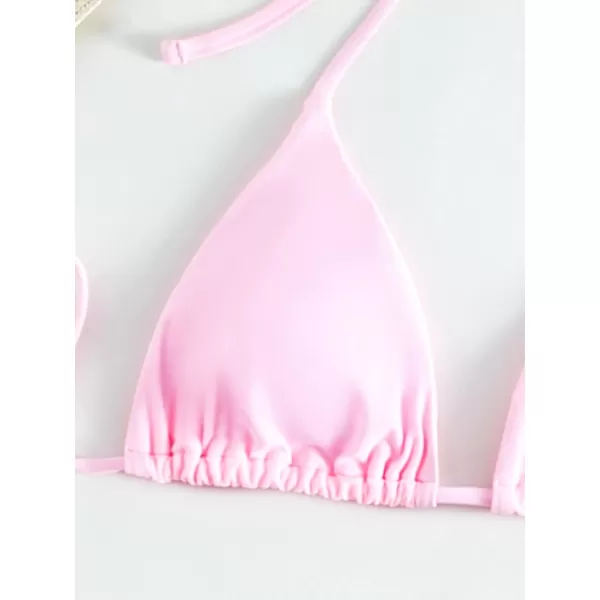 SweatyRocks Women's 3 Piece Swimsuit Halter Triangle Bra Bikini Set with Skirt