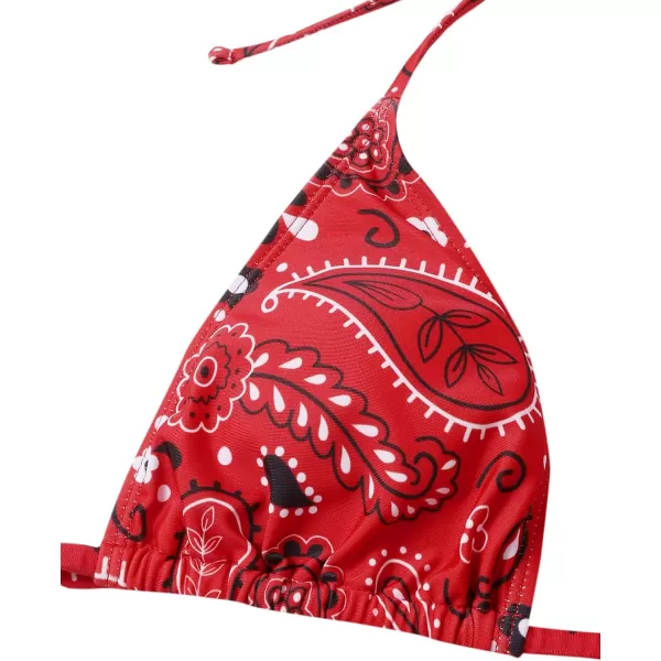 SweatyRocks Women's 3 Pieces Beach Swimsuit Tropical Ruffle Halter Bikini Swimsuit with Cover up Wrap Skirt