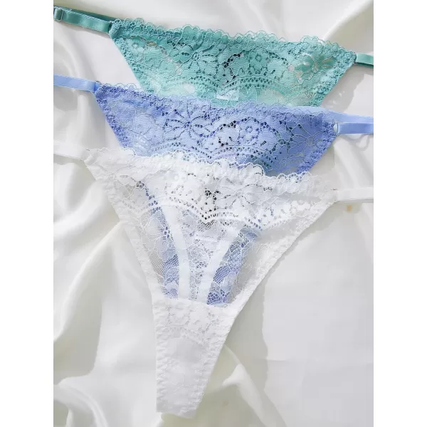 SweatyRocks Women's 5pack Floral Lace Adjustable Low Rise Comfy Underwear Thongs Panty Sets