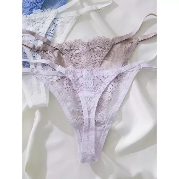 SweatyRocks Women's 5pack Floral Lace Adjustable Low Rise Comfy Underwear Thongs Panty Sets