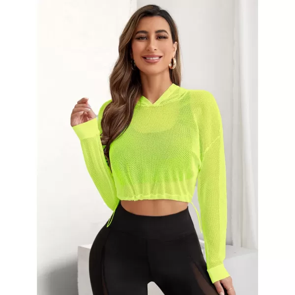 SweatyRocks Women's Activewear Long Sleeve Hollow Out Drawstring Hooded Sweatshirt Sports Crop Top