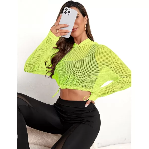 SweatyRocks Women's Activewear Long Sleeve Hollow Out Drawstring Hooded Sweatshirt Sports Crop Top