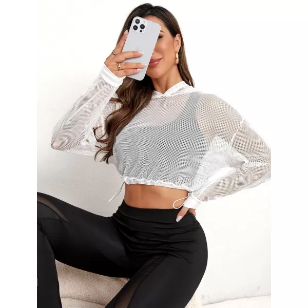 SweatyRocks Women's Activewear Long Sleeve Hollow Out Drawstring Hooded Sweatshirt Sports Crop Top