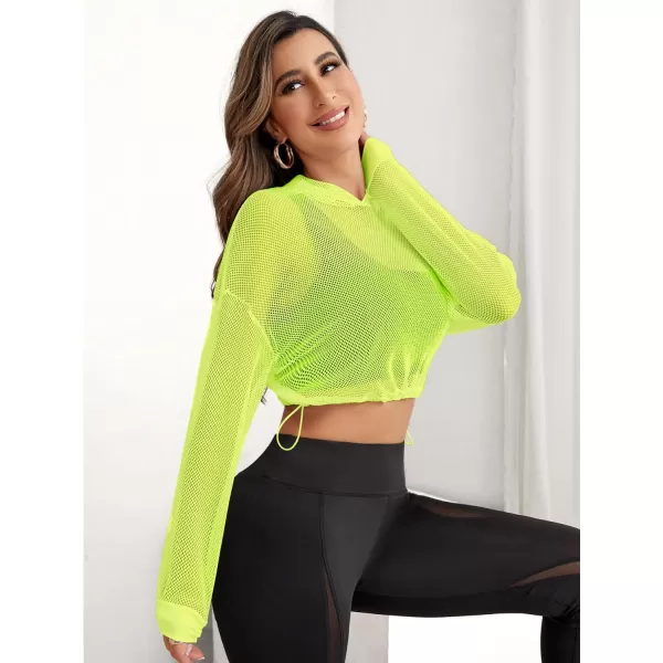 SweatyRocks Women's Activewear Long Sleeve Hollow Out Drawstring Hooded Sweatshirt Sports Crop Top