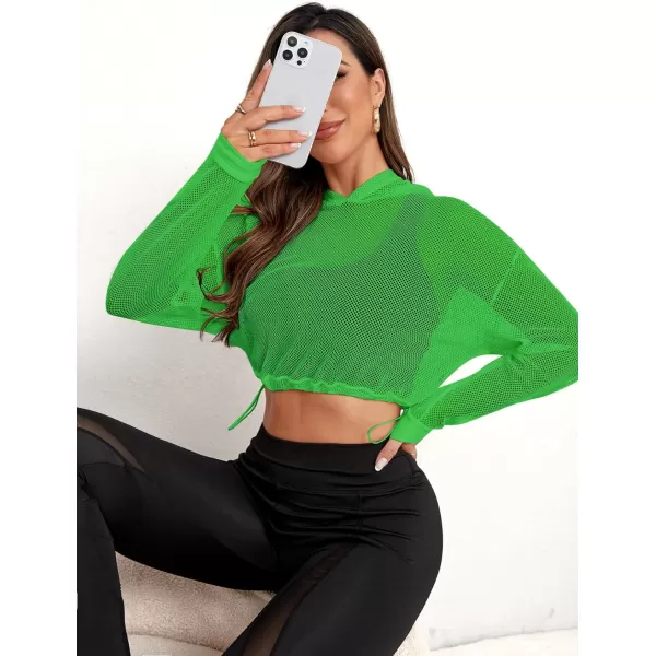 SweatyRocks Women's Activewear Long Sleeve Hollow Out Drawstring Hooded Sweatshirt Sports Crop Top