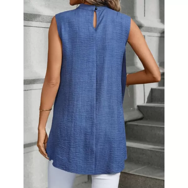 SweatyRocks Women's Asymmetrical Hem Sleeveless Blouse Mock Neck Shirts Top