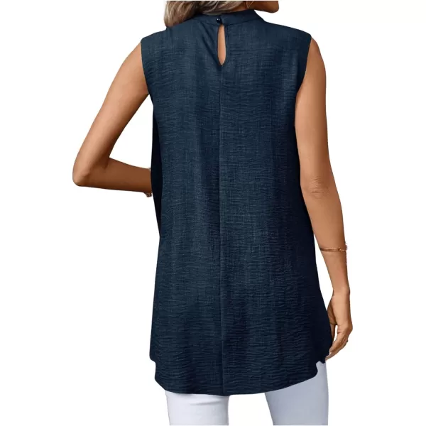 SweatyRocks Women's Asymmetrical Hem Sleeveless Blouse Mock Neck Shirts Top